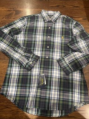 Polo by Ralph Lauren Blue and Green Plaid Button-Down Shirt